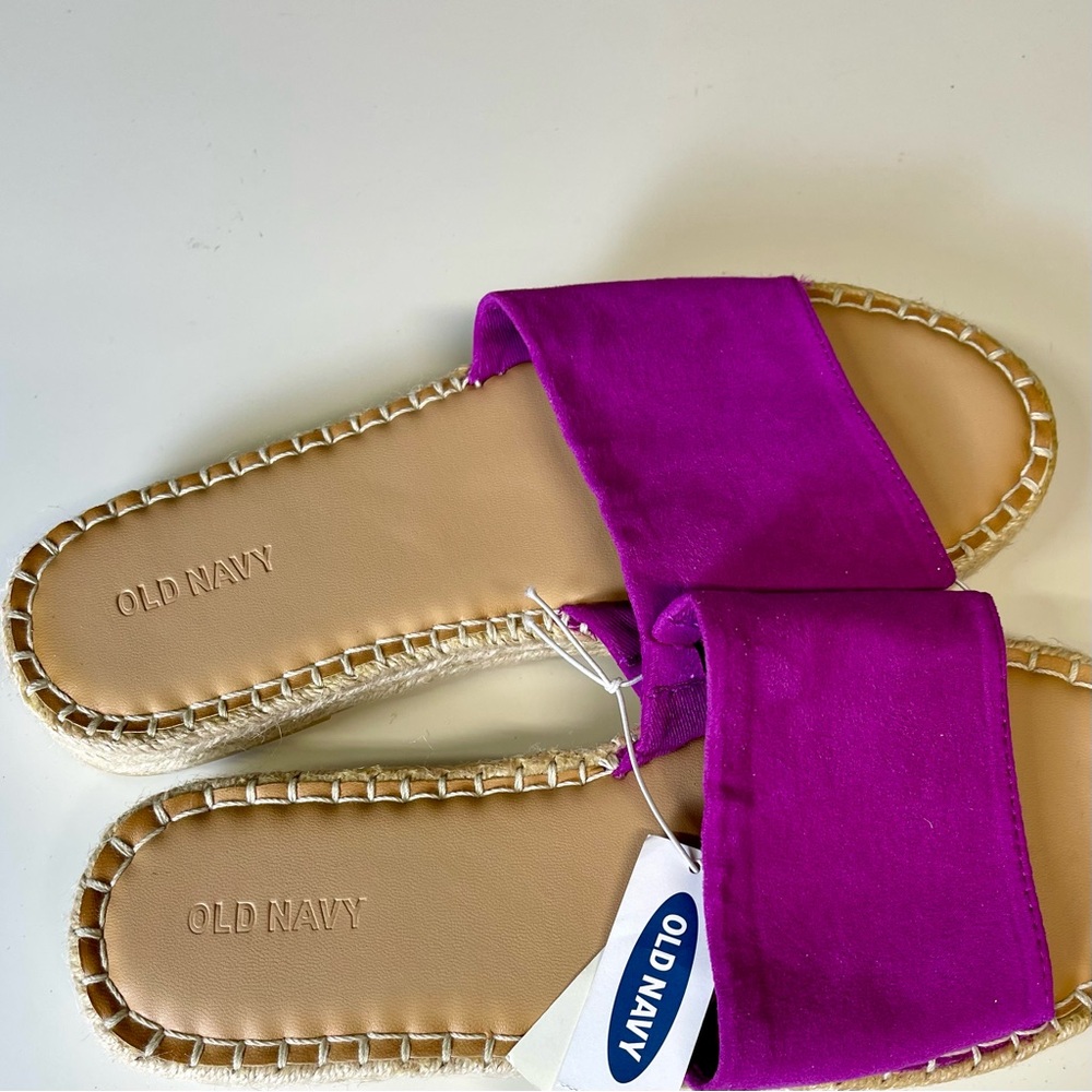 Fuchsia Faux Suede Espadrille Slides Womens Size 9 Summer Sandals NWT - Picture 6 of 7